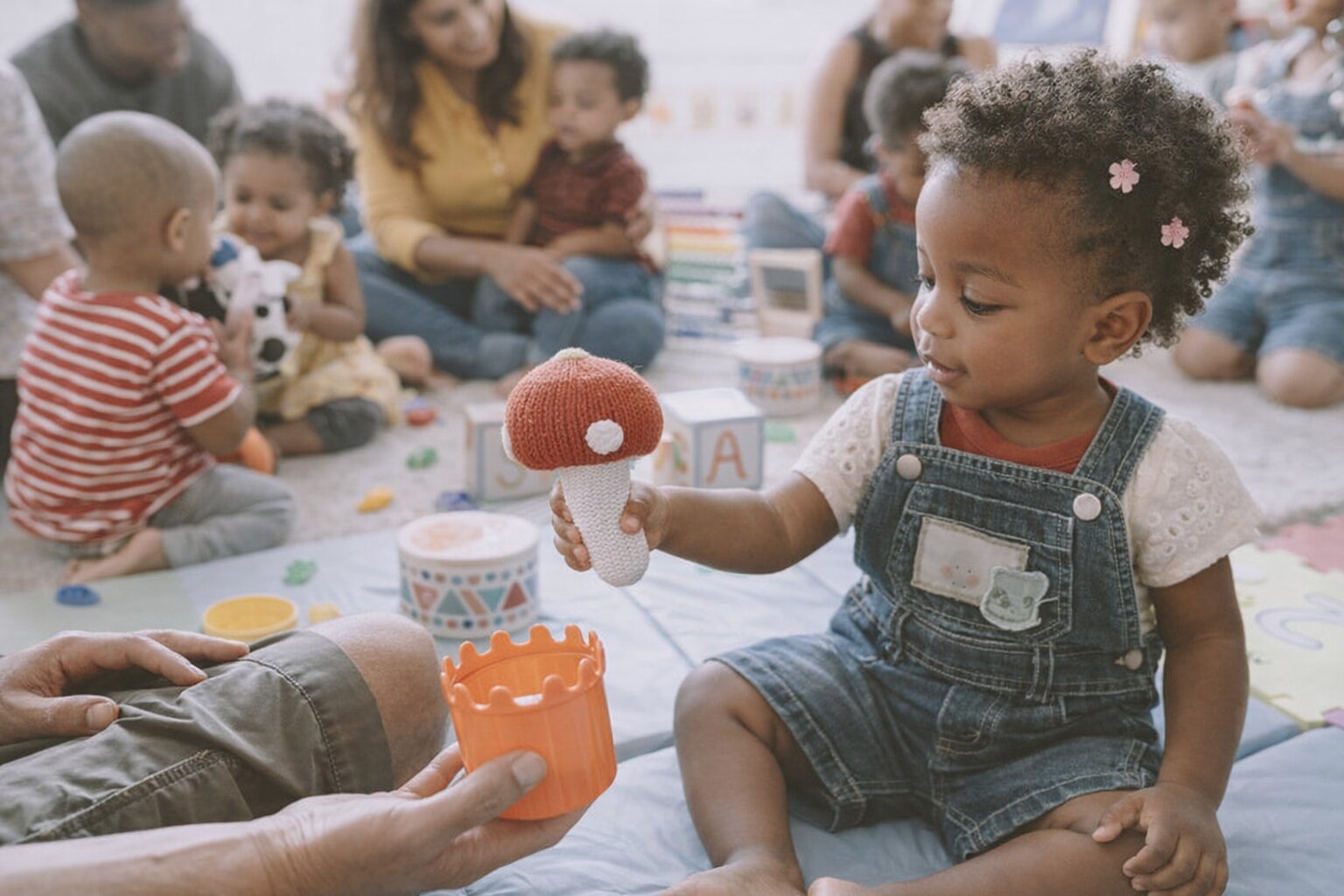 Child sharing toy
